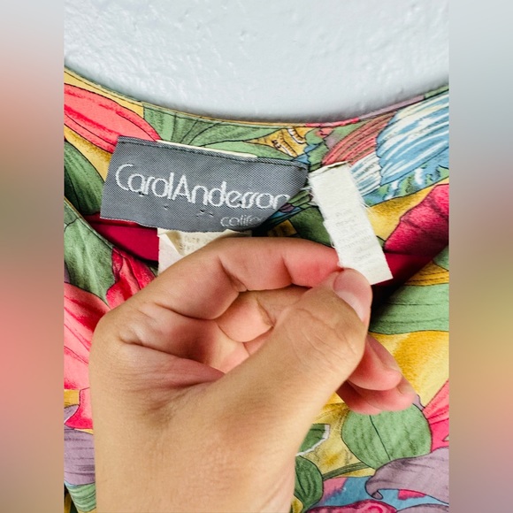 Vintage Carol Anderson Shabby Chic Floral Hibiscus Button Down Pleated Dress - Picture 4 of 10